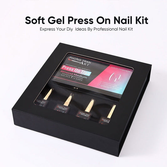 Bundle Press-On Gel-X Kit (Gel-X Light+ Press On Kit-4 shapes Tip Box)