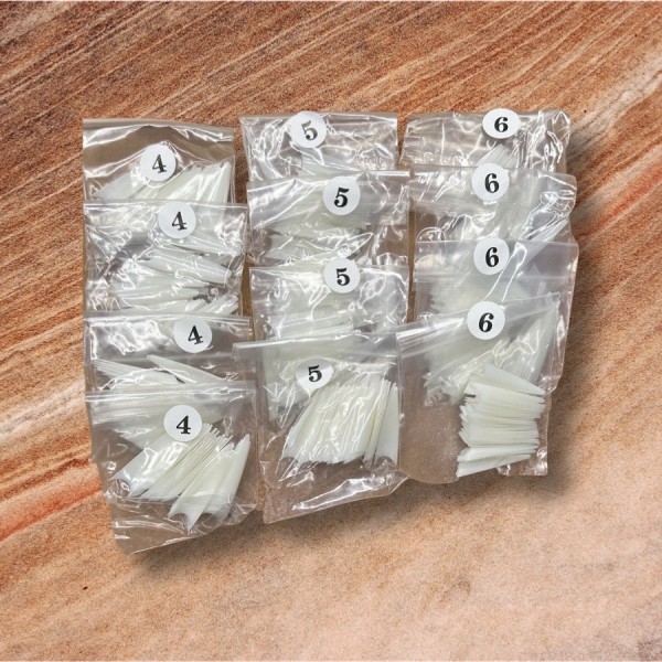 Natural Stiletto  Tips Refill Size 4,5,6 (Pack of 600 pcs)