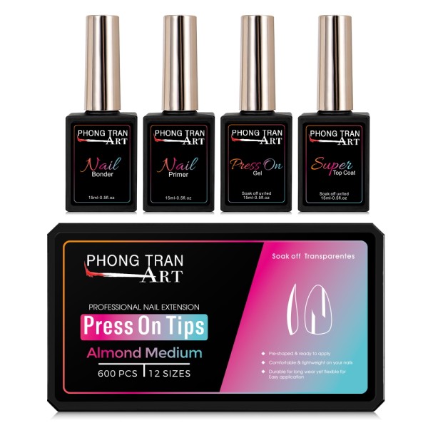 Bundle Press-On Gel-X Kit (Gel-X Light+ Press On Kit-4 shapes Tip Box)