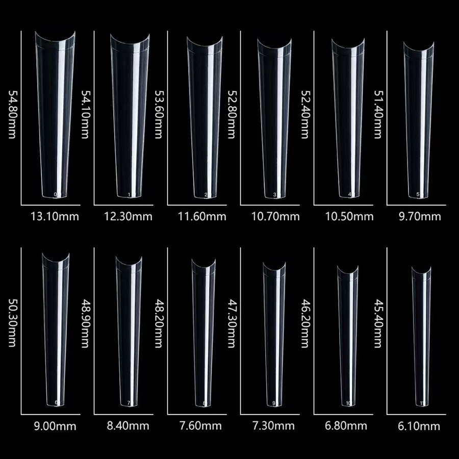 XXL No-C Curve Coffin Clear Tips (Box of 420 tips)