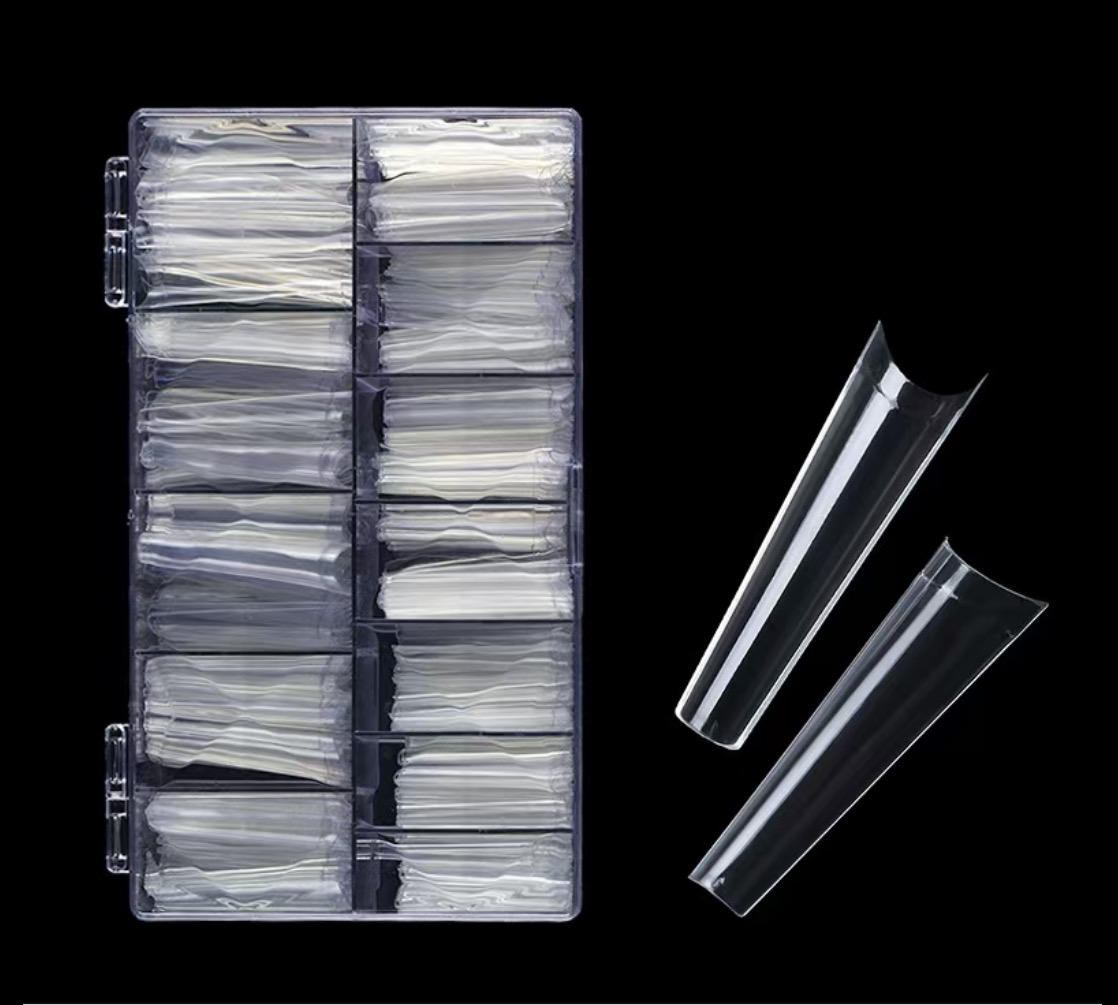 XXL No-C Curve Coffin Clear Tips (Box of 420 tips)
