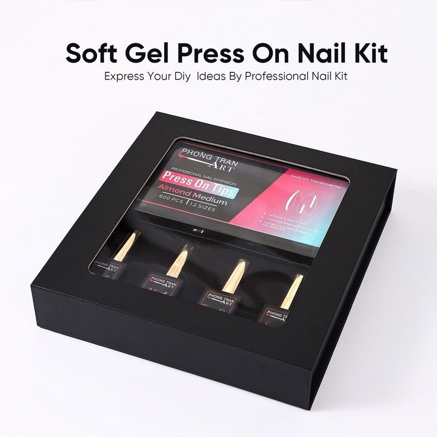 Bundle Press-On Gel-X Kit (Gel-X Light+ Press On Kit-4 shapes Tip Box)