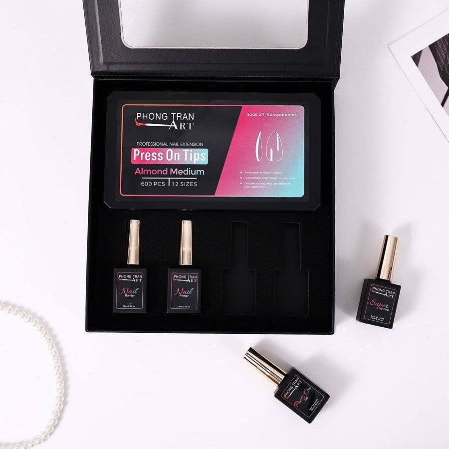 Bundle Press-On Gel-X Kit (Gel-X Light+ Press On Kit-4 shapes Tip Box)