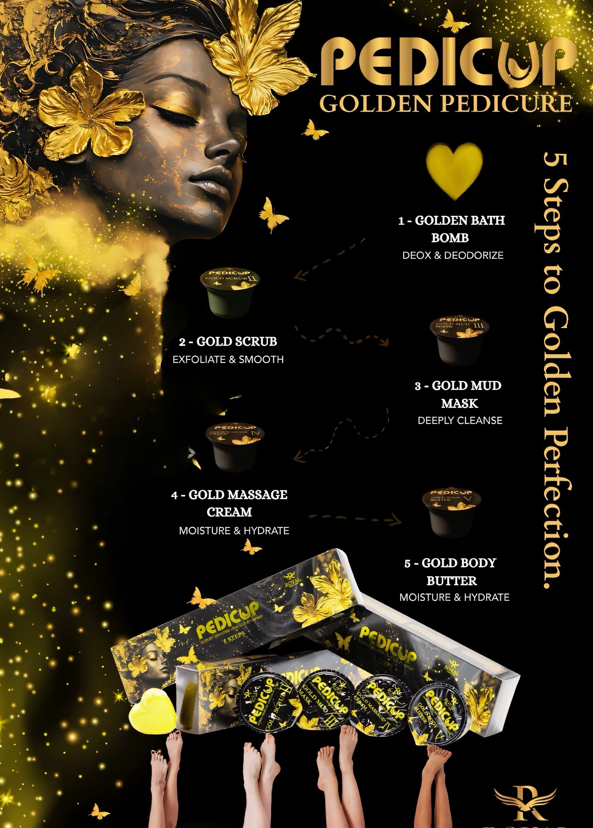 Golden Deluxe 5 Steps Làm Chân Super Luxury Golden PediCup